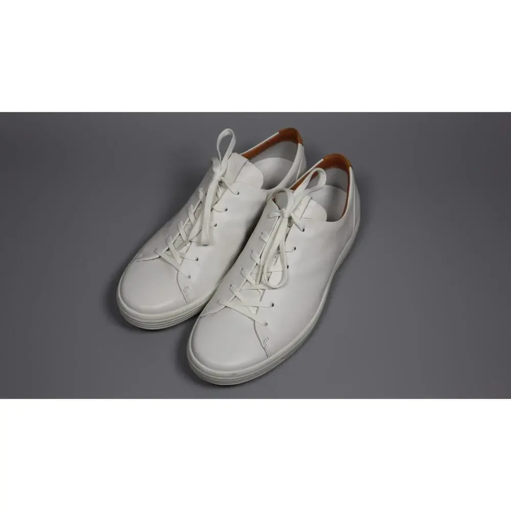 ECCO Men's Soft 7 Premier White Leather Fashion Sneaker Shoes Size 9-9.5